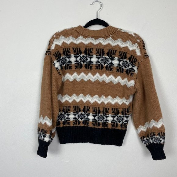 Ann Taylor Woman's‎ Sz XS Brown and Black Fair Isle Boyfriend Cardigan Sweater - Picture 9 of 10